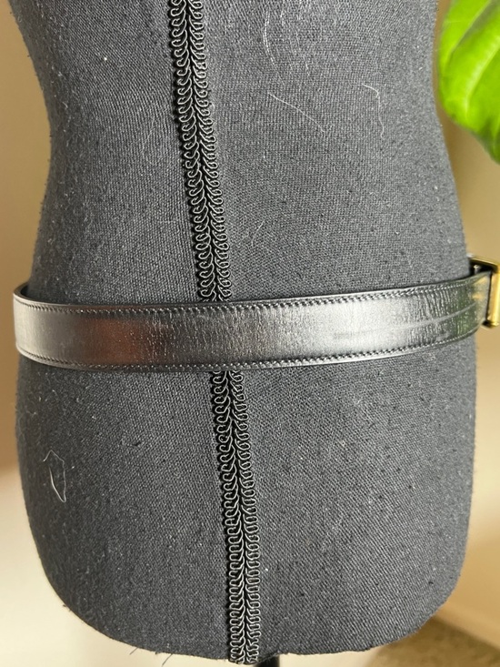 Ralph Lauren RL 67 Women’s Black Leather Belt Gold Tone Stirrup Buckle Large main image 6